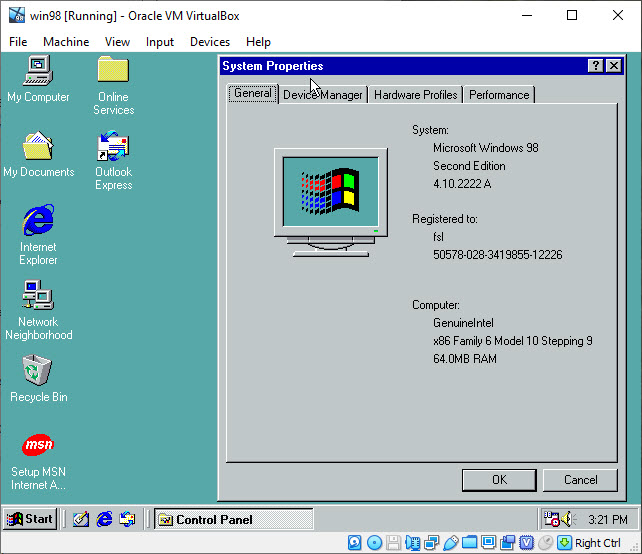 Windows 98 Virtualbox Internet